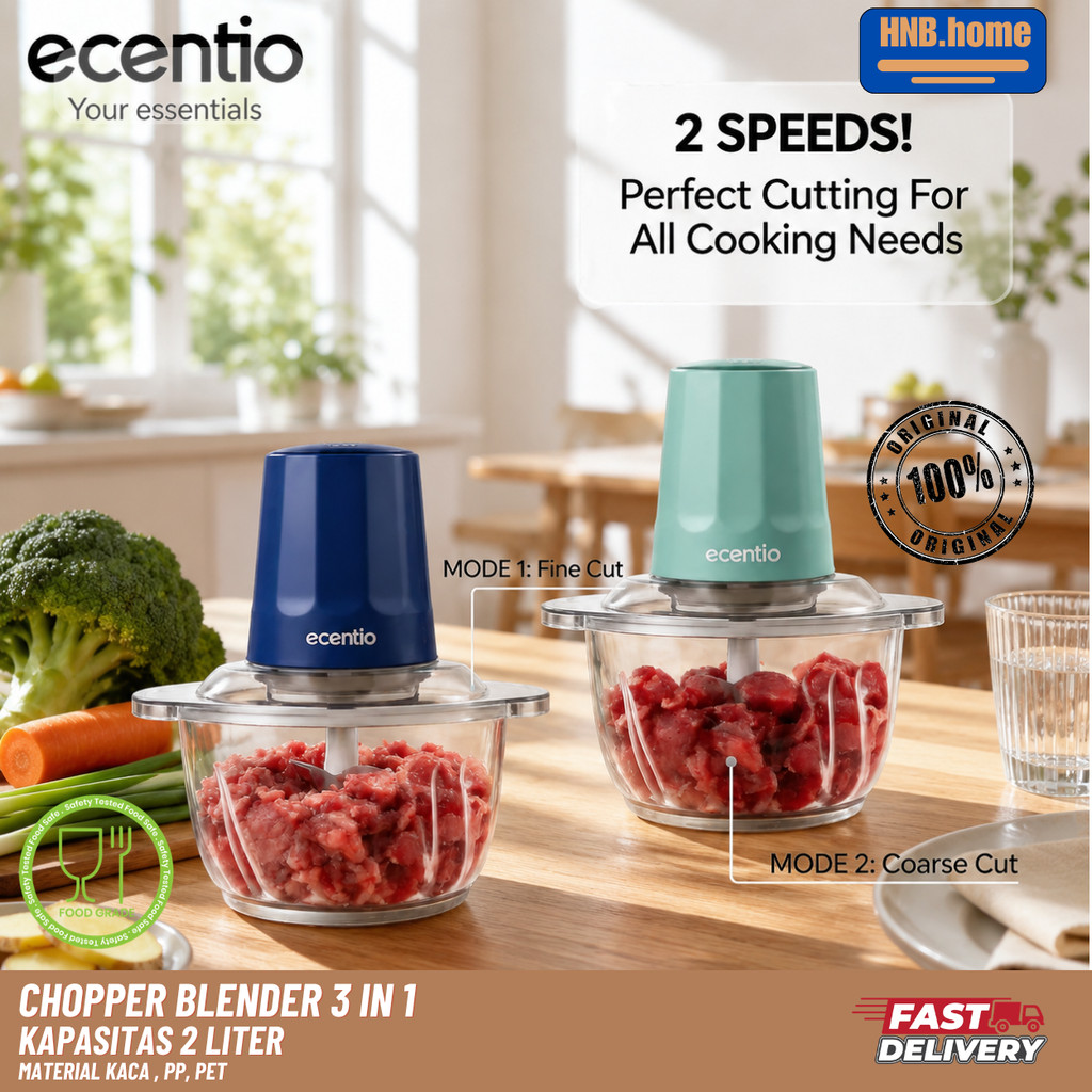 ecentio 3 IN 1 Food Chopper 6 Mata Pisau - Mini Chopper Blender
