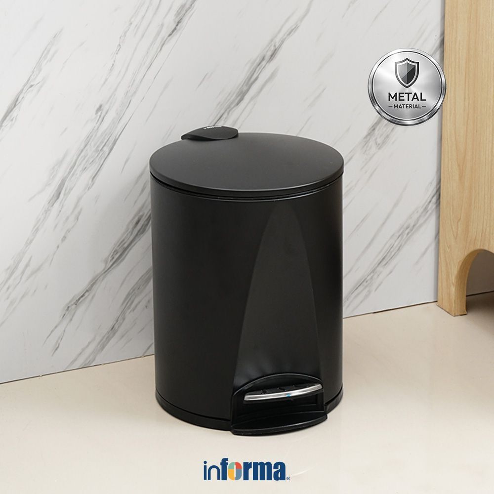 Informa 5 ltr Prism Jet Tempat Sampah Pedal Slow Close - Hitam Tong Sampah Wadah Pembuangan Alat Keb