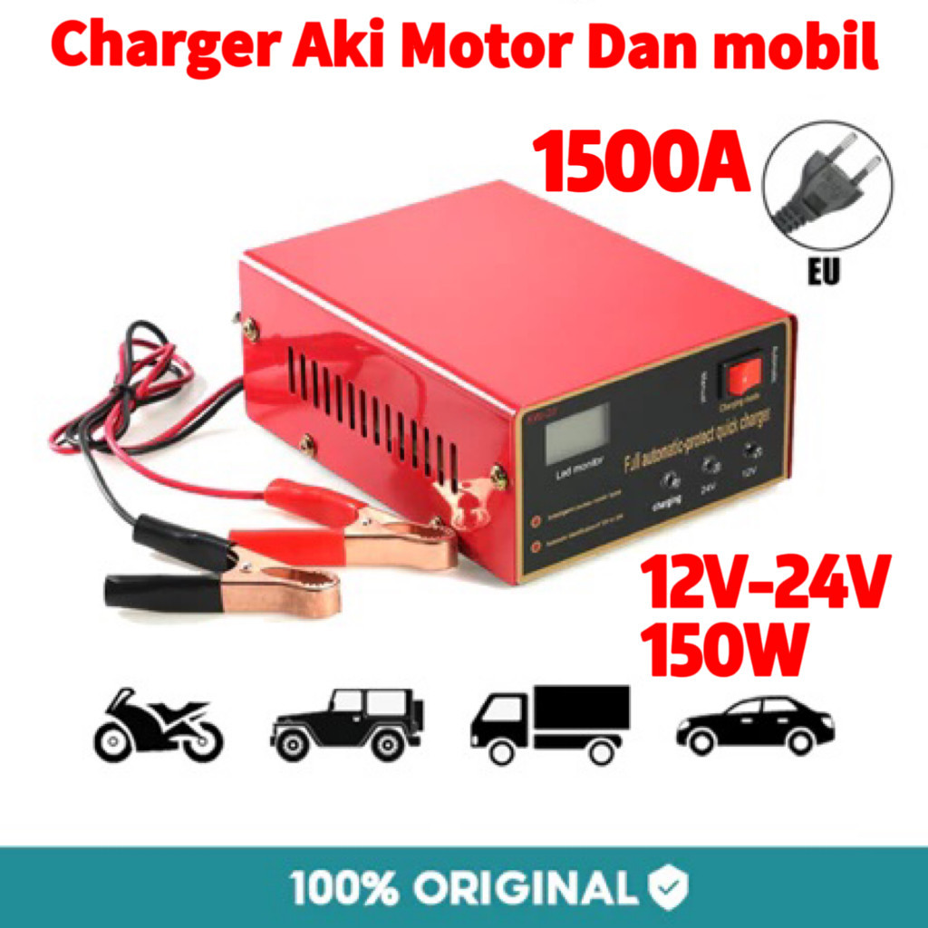 1500A Charger Aki Otomatis Smart Intelligent Auto Repair Mobil Pengisi daya Charger Otomatis