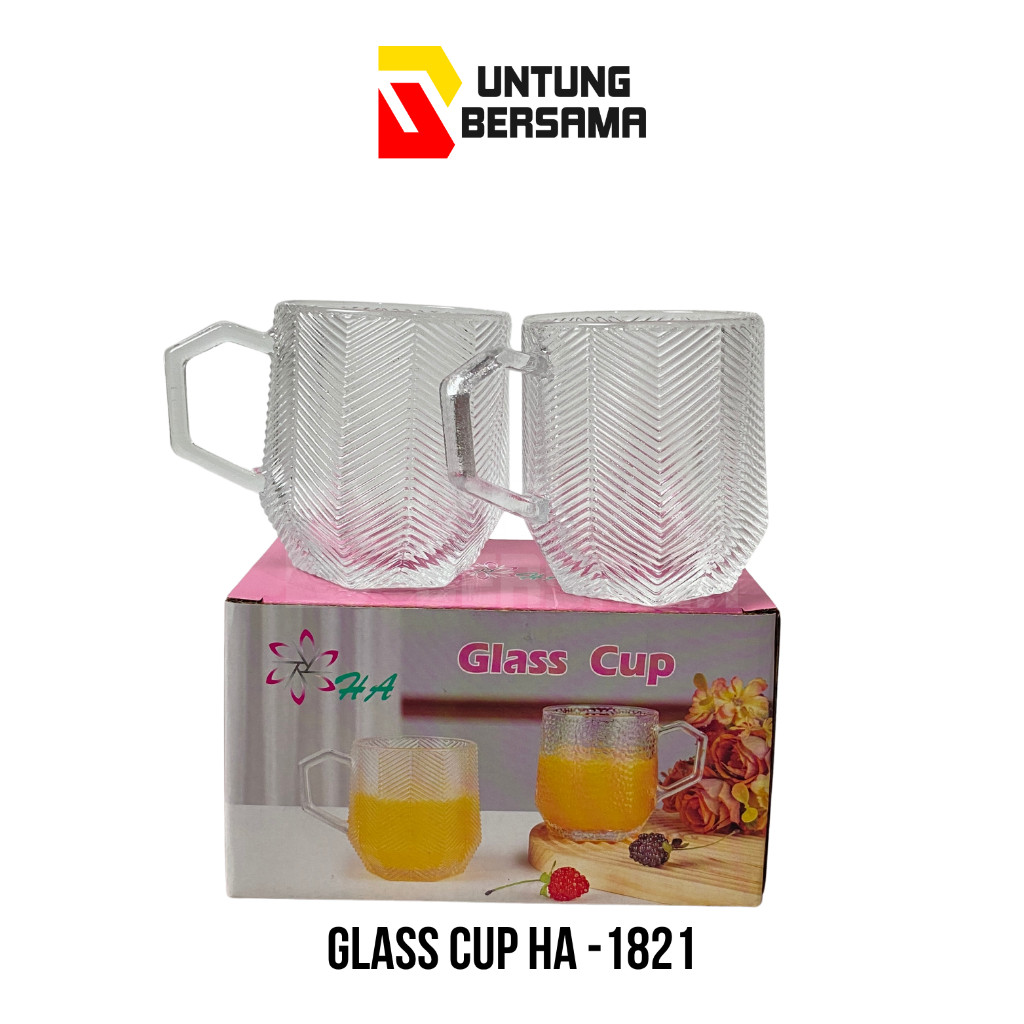 [FB] GELAS KACA SET 2 PCS / GLASS CUP HA-1821 BENING DAN HA-1822 GOLD/ GELAS KACA DIAMOND