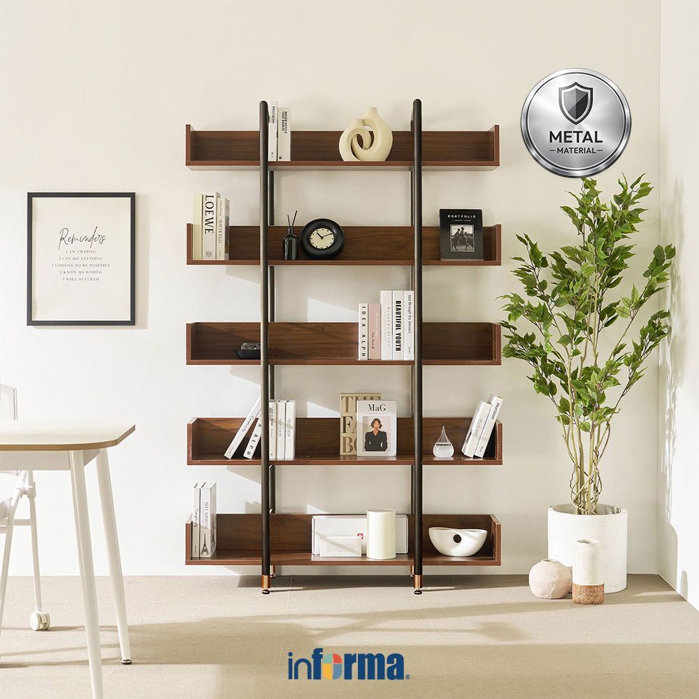 Informa Megan Rak Serbaguna 5 Tingkat - Cokelat Walnut Rak Serbaguna Storage Shelf Rak Organizer Fur