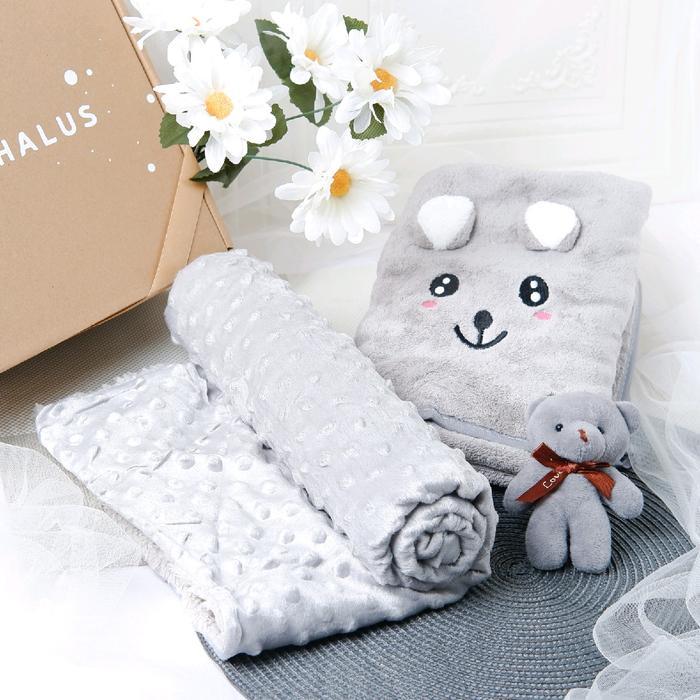 KADOHALUS - KADO SELIMUT HANDUK BAYI/ KADO LAHIRAN/ KADO ANAK/ HANDUK BAYI/ SELIMUT BAYI - Grey