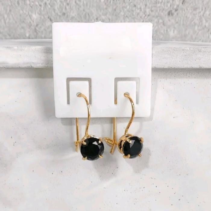 Anting Desy Giwang Titanium Gold Anti Karat Dan Luntur Full Zirconia Gold Earrings - hitam
