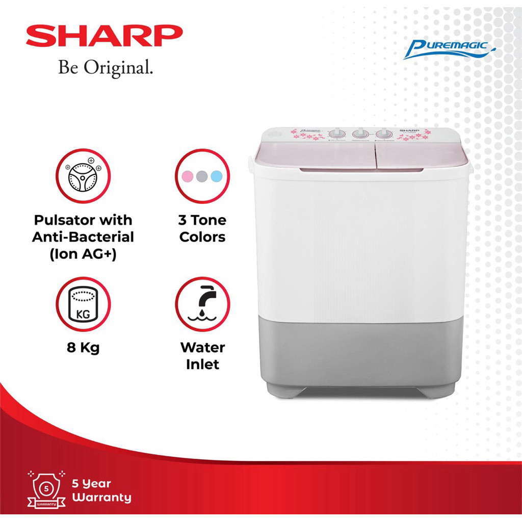 Mesin Cuci Sharp ES T90MW / EST90MW Mesin Cuci 2 Tabung 8Kg