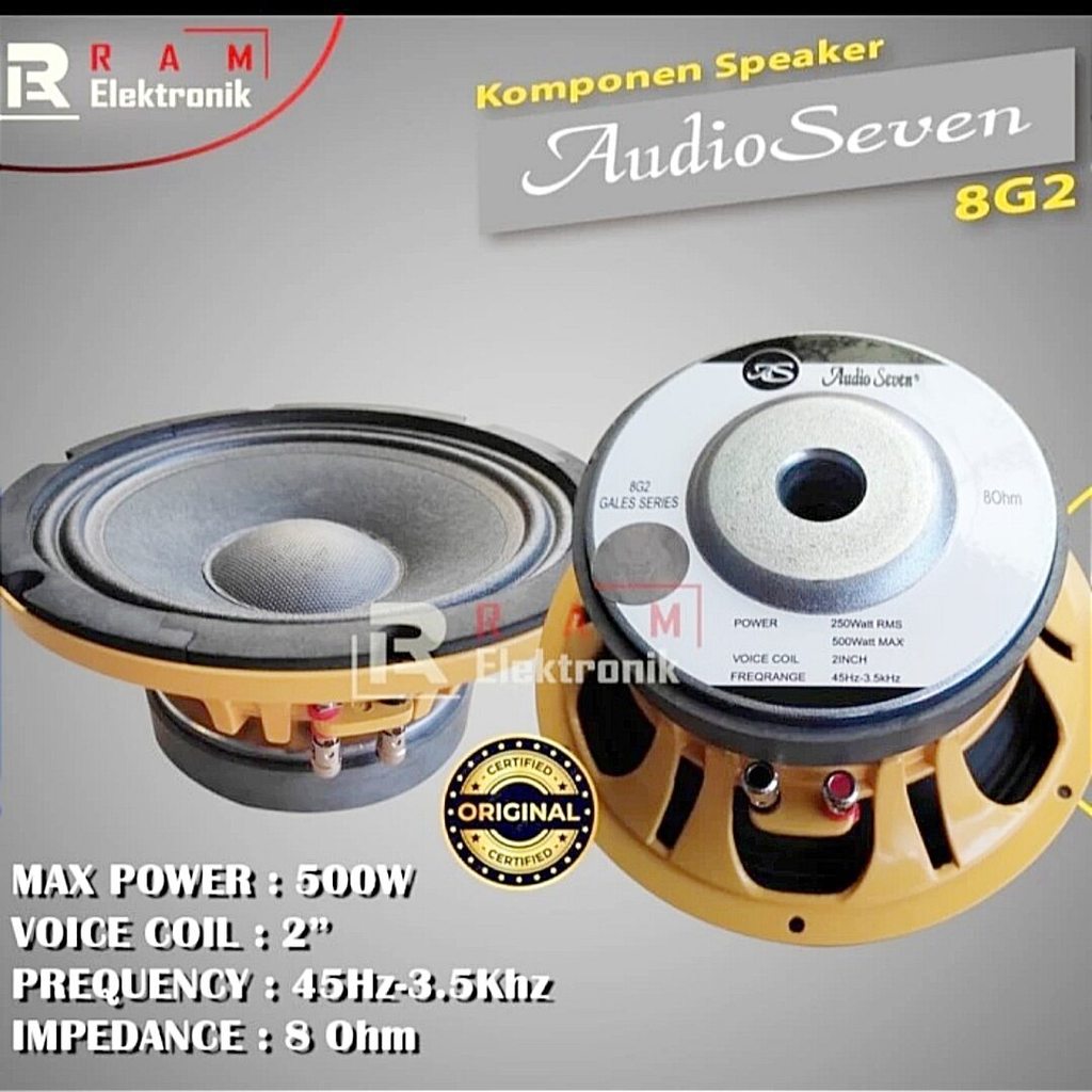 Speaker Komponen AudioSeven 8G2 8inch VC 2"