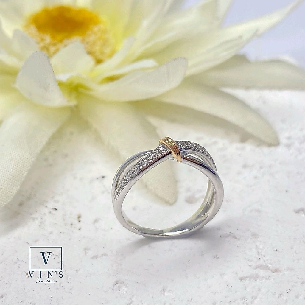 Cincin emas berlian model twist listring