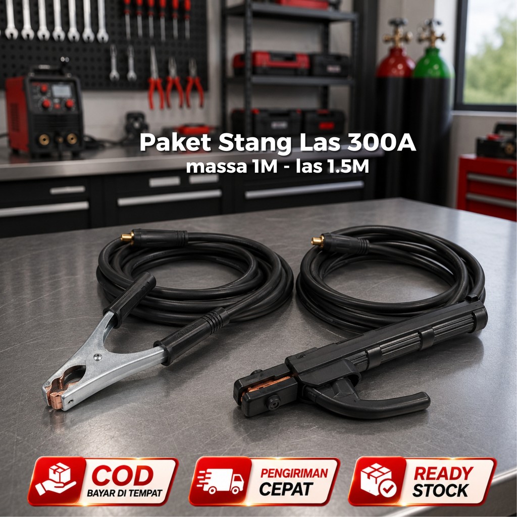 Paket Set Tang Las + Tang Masa + Kabel 1.5 Meter Stang Las Listrik 300A Tang Las dan Tang Masa / Inv