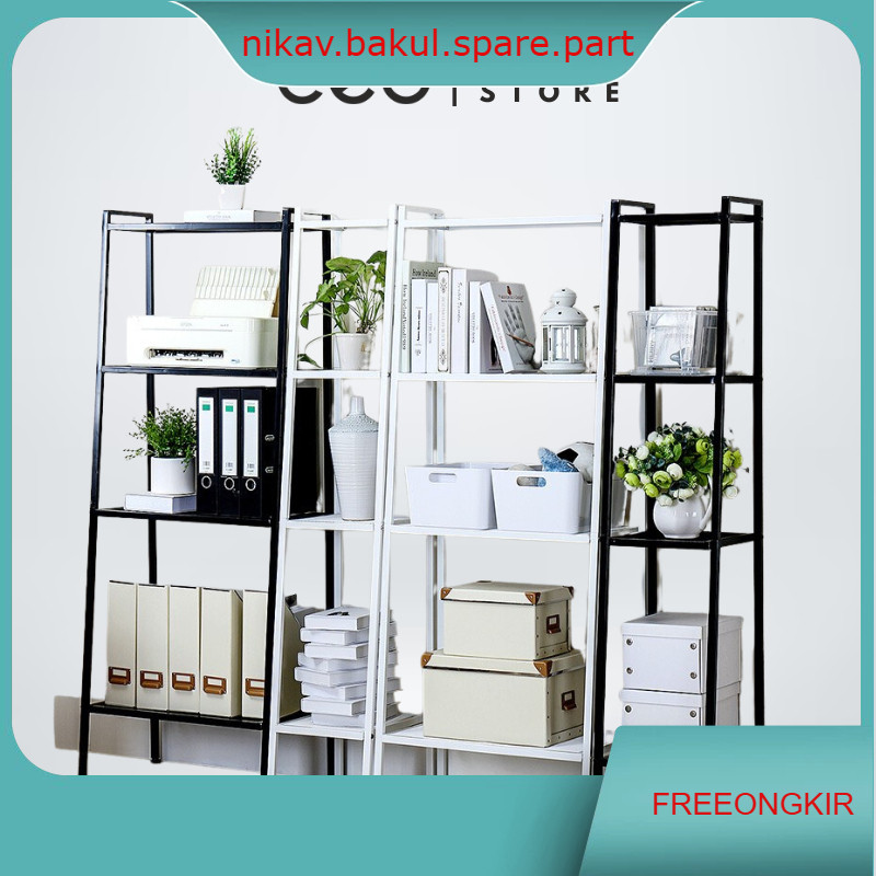 Rak Buku Tingkat Serbaguna Rak Susun Rak Ruang Tamu Serbaguna Tingkat 4 Susun 2 Warna Putih Hitam 2 