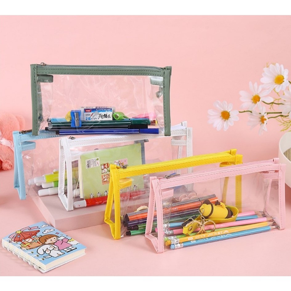 

Tempat Kotak Pensil Bening Transparan Minimalis Multifungsi