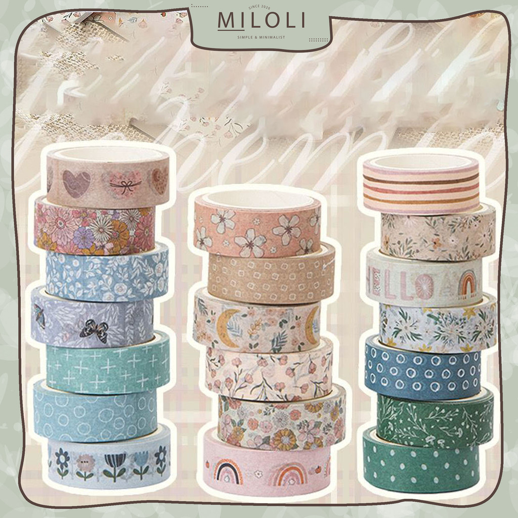 

[MILOLI] 10 Rolls WASHI TAPE SET RETRO PATTERN Tape Decor Jurnal Dekor Masking Tape Scrapbook - A0076