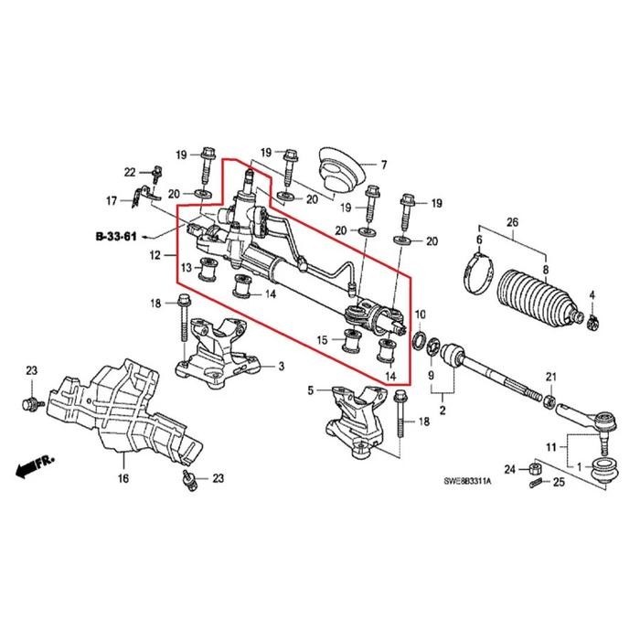 gearbox rack stir steer honda crv 2.4cc 2009 2010 2011 2012 ori