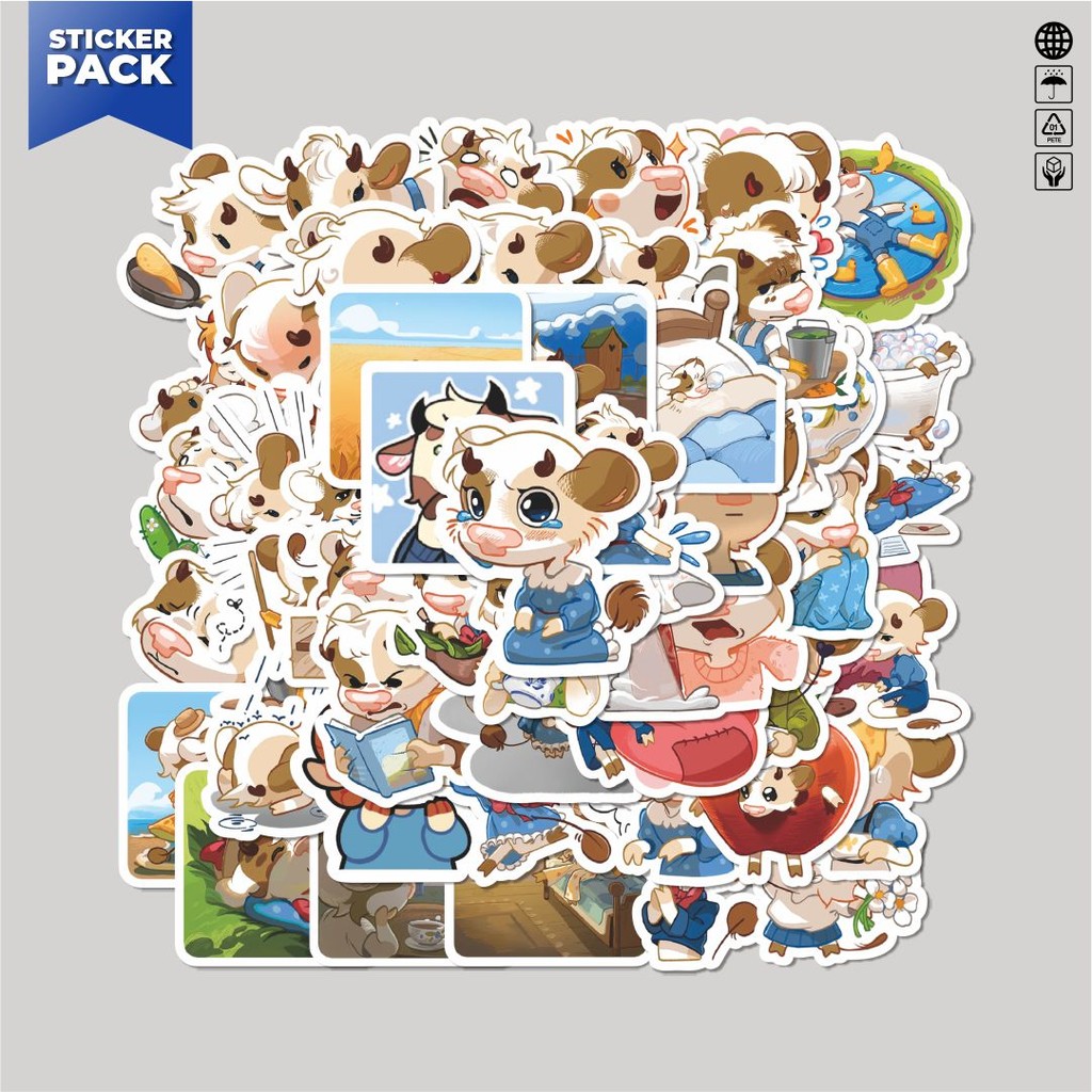 

[100PCS]Stiker Pack Stiker Kartun Funny Little Cow Aesthetic Vinyl Anti Air Dekorasi Sticker Laptop Buku Journal Koper Helm Casing HP Gitar Helm Skateboard