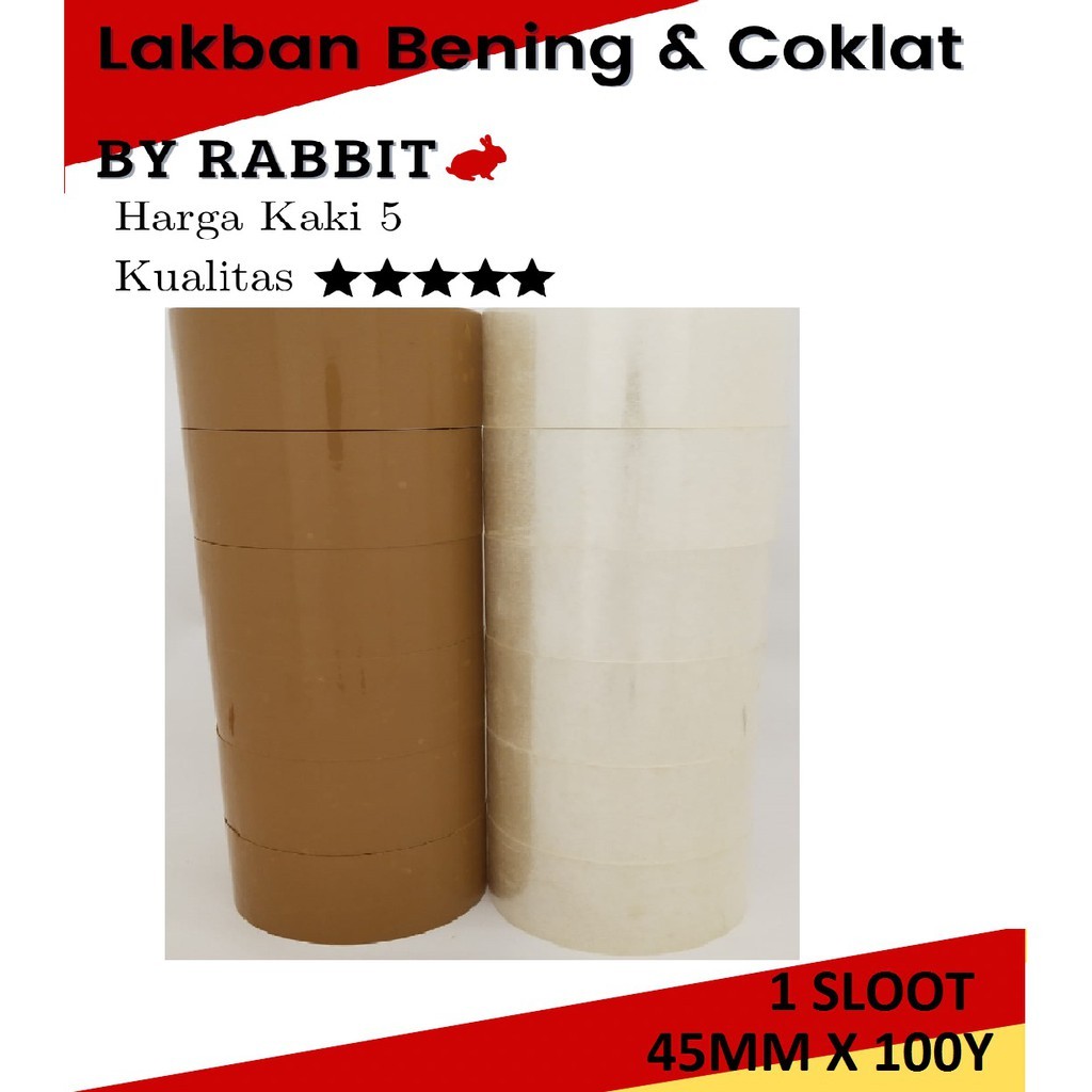 

LAKBAN 45MM x 100YARD 45MC LAKBAN BENING COKLAT 1SLOT 6ROL