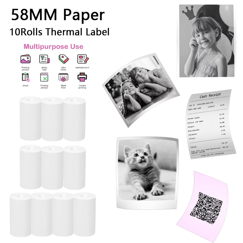 

58mm Thermal Receipt Paper 10Rolls Paper Roll Bill Ticket Printing Print Patterns/Small Tickets For Mini Printer/210/016/D5/B3