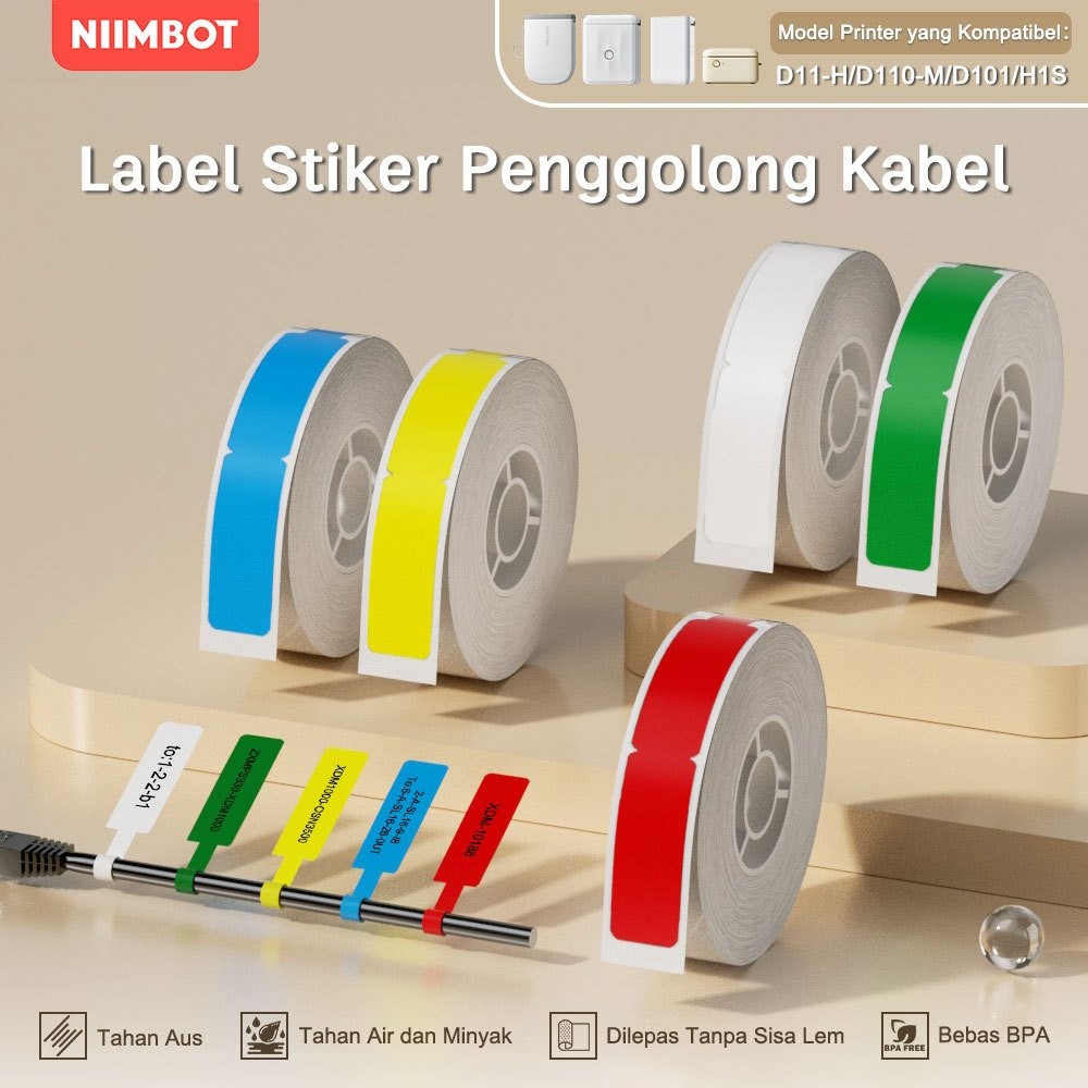 

NIIMBOT D11/D110/D101 Kertas Stiker Label Kabel untuk Menandai Klasifikasi Kabel/Jaringan