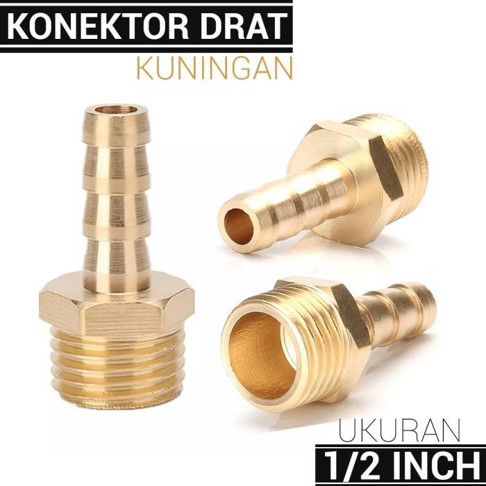 Konektor Sambungan Selang Ke Pipa Ukuran 1/2 Inch Drat Luar - KUNINGAN