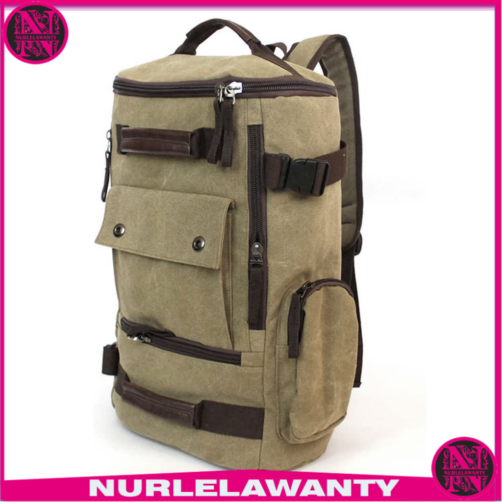 

- ZISMY Tas Ransel Canvas Backpack School Travel Bag Laptop 15.6 Inch - ZI-19 -