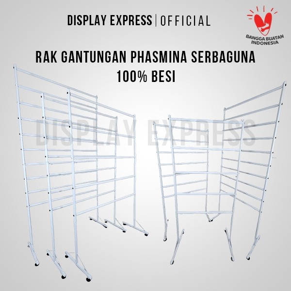 Display Express RAK Gantungan HIJAB Serbaguna Gantungan Warung Gawang Phasmina Rak Warung 100% BESI