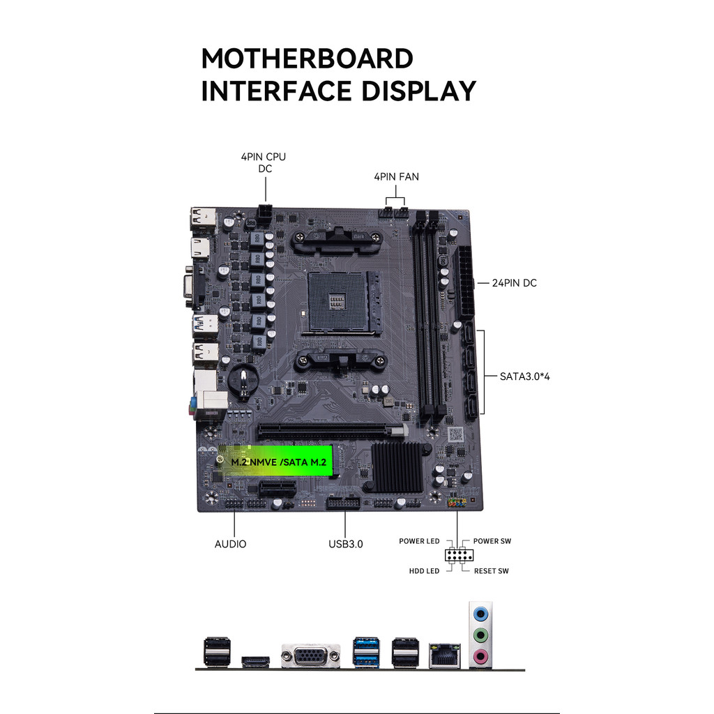 QIYIDA B450 Motherboard support DDR4 desktop RAM AM4 CPU slot NVME NGFF M.2 USB 3.0 VGA dual channel
