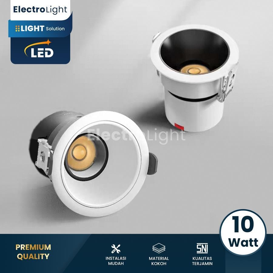 Lampu downlight spotlight inbow plafon LED COB 10watt 220v driver sorot hitam putih aluminium
