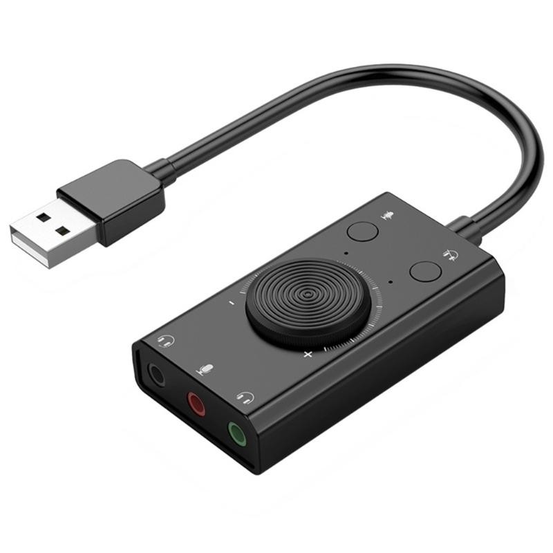 External USB Sound Card USB Adapter Adjustable Headset Sound Card With 3 Port