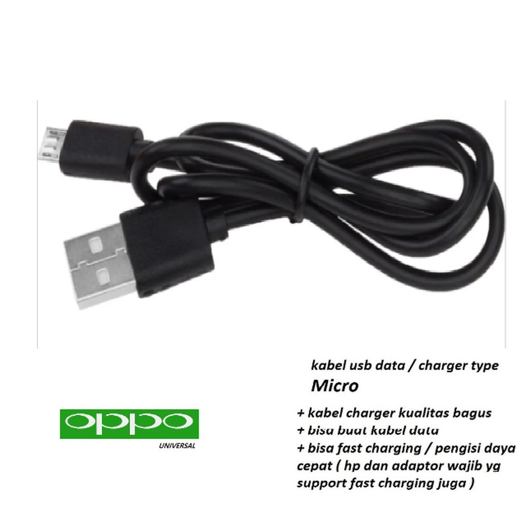 (hitam) usb micro kabel charger oppo R15 (CPH1835) - R15X (PBCM10) - R15 pro (CPH1831)