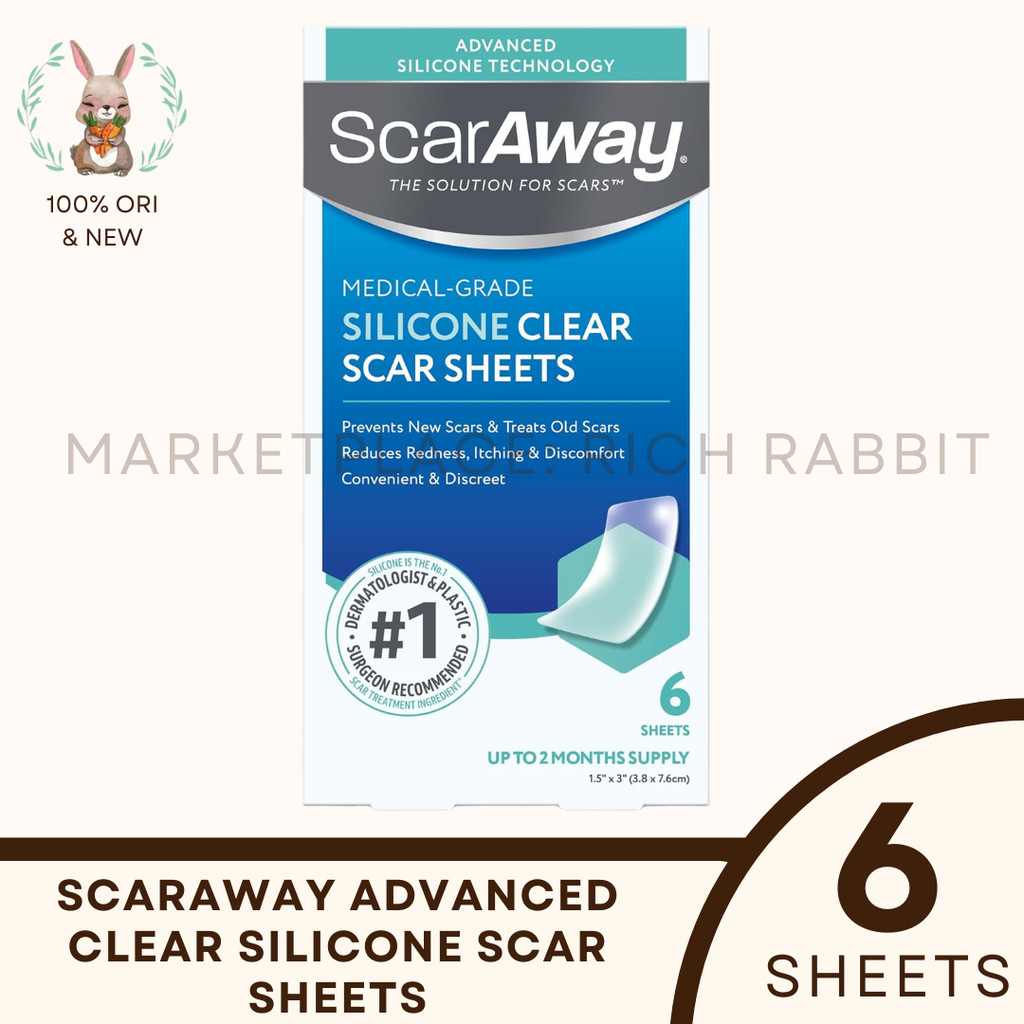 ScarAway Scar Away Advanced Clear Silicone Scar Sheets Hypertrophic Keloid Sheet Lembaran Pemudar Pe