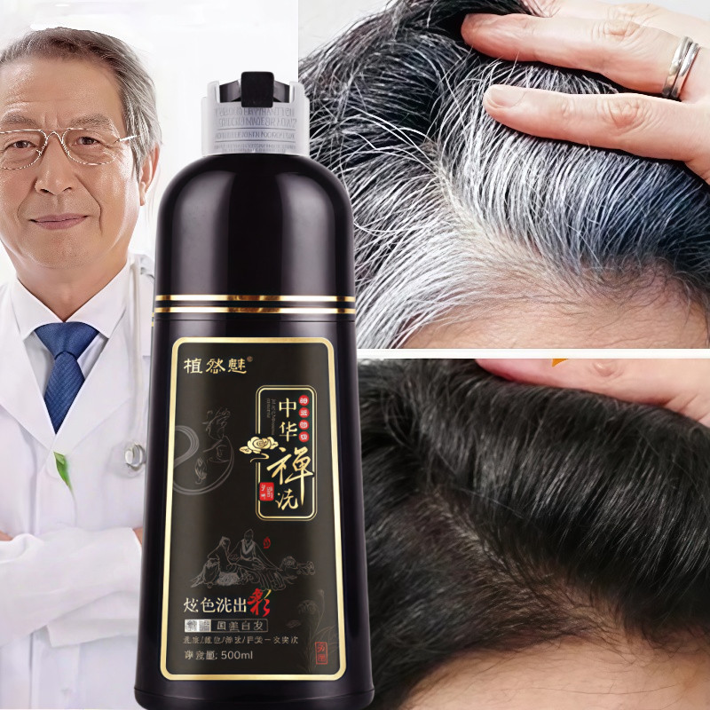 500ml Black Hair Shampoo Hair Dye Shampoo White into Black Hair Shampoo