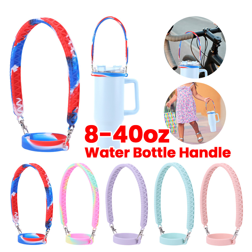 Silicone Water Bottle Handle Fit 8-40oz Bottles Water Bottle Strap Water Bottle Sling for Stanley Cu