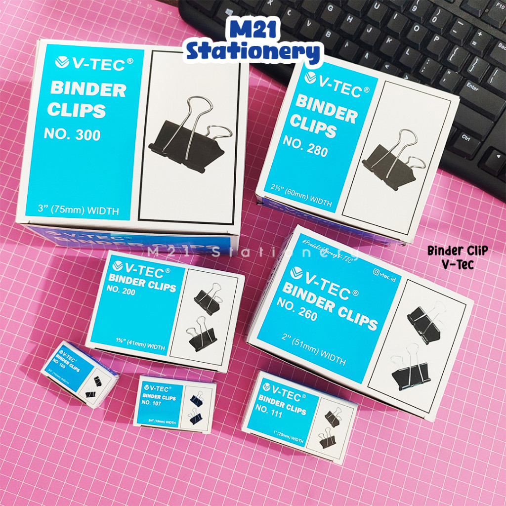 

(1 PACK) BINDER CLIP VTEC / 280 300 310 PENJEPIT KERTAS PAPER KLIP BESI STATIONERY MURAH LENGKAP