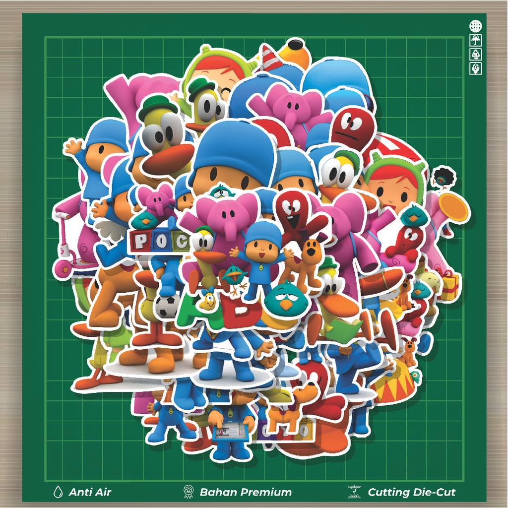 HOT 50 PCS STIKER Stiker Kartun Pocoyo Circus Stiker Fashion Cars Decal Dingin Kartu Album Custom Vi