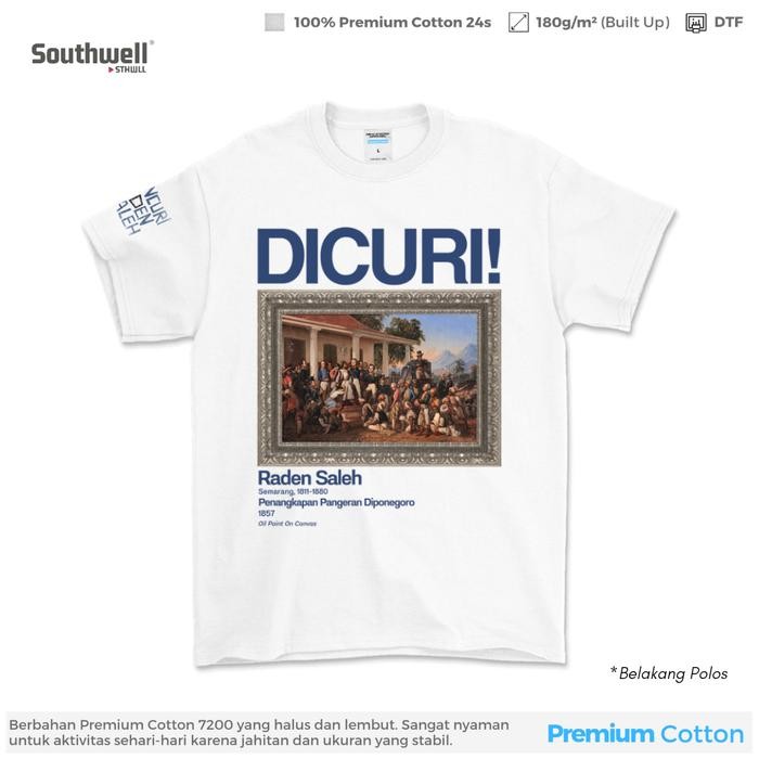 (COD) DICURI - Kaos Mencuri Raden Saleh / Lukisan: Penangkapan Diponegoro - Putih A3, S