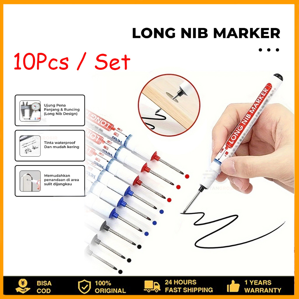 

Spidol Marker Serbaguna Long Head Marker Anti Air Penanda Besi Kayu Kepala Panjang Long Head 10PCS