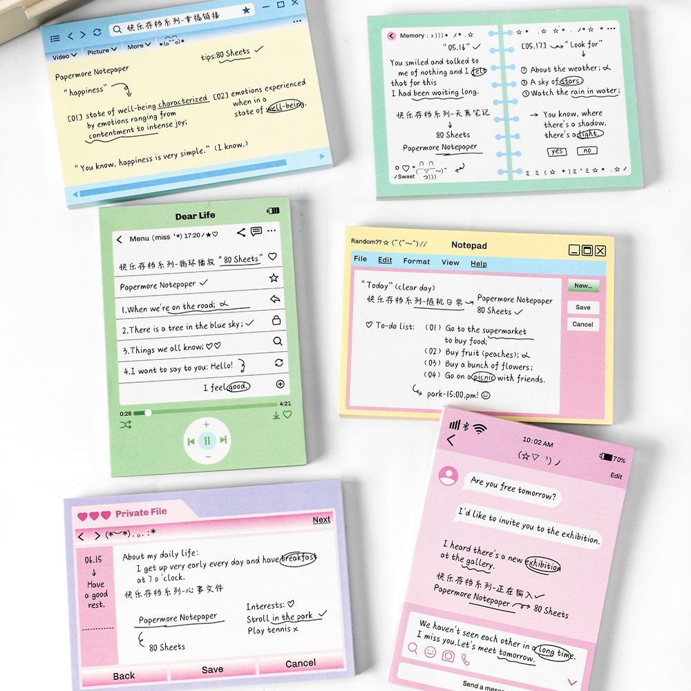 

60/80pcs Cute Korean Memo Pad Material Paper Notepad Stationery Supplies Office Accessories for Desk Journal Memo Pad Scrapbook