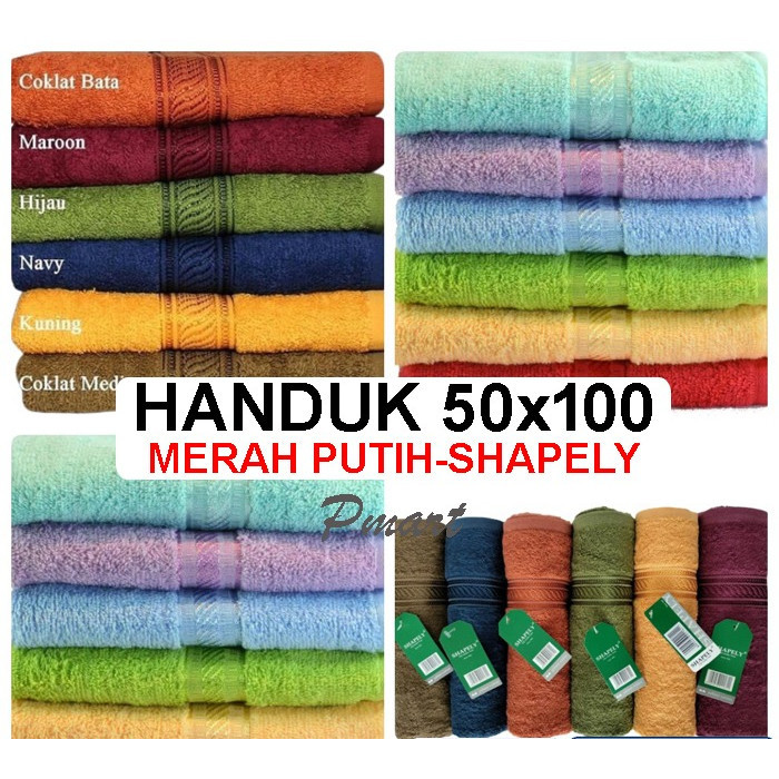 [SP366] HANDUK MERAH PUTIH 50x100 - Handuk MUTIA  / HANDUK MP 50x100 / HANDUK KATUN 50x100