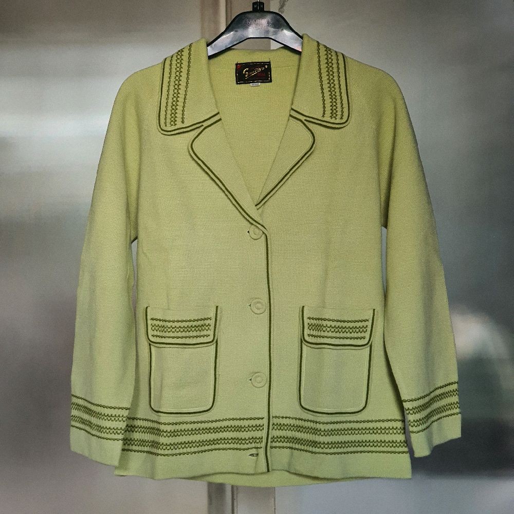 F baju hangat wanita wool sun rise hijau muda preloved second Panjang Outer Musim Dingin Blazer Kera