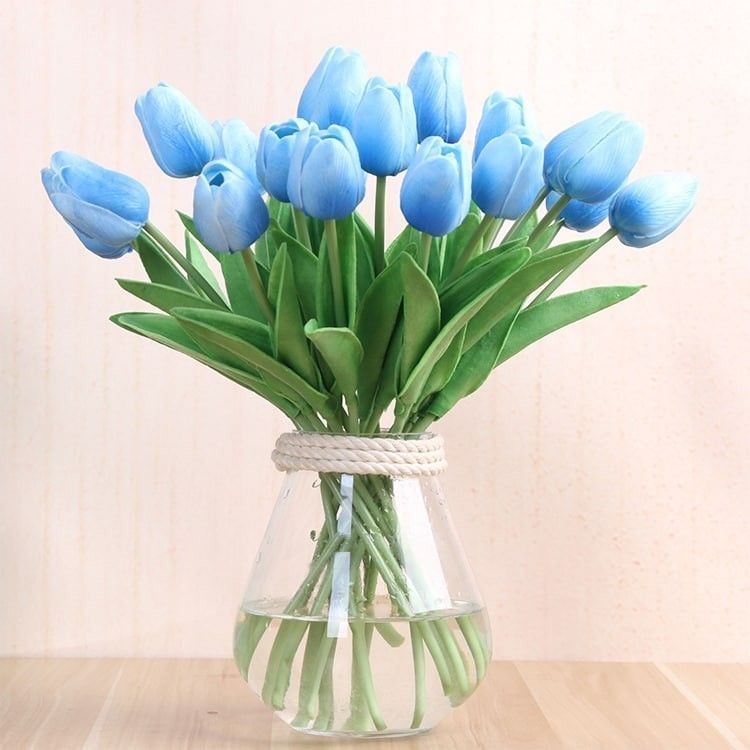 Bunga Grosir Jakarta 12pcs Tulip Latex Biru Gradasi Harga per Lusin untuk Pajangan Dekorasi Taman Me