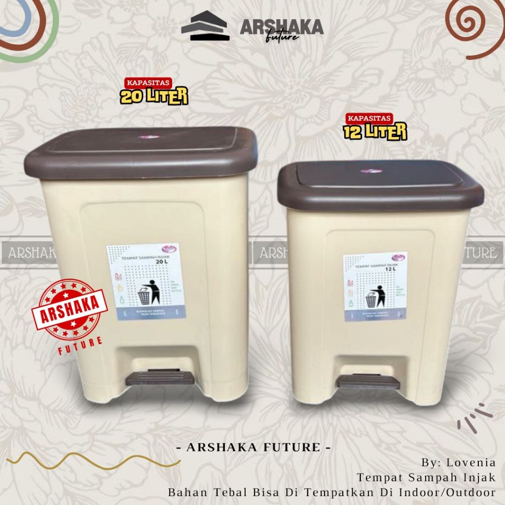 Lovenia - Tempat Sampah Injak 12 & 20 Liter Indoor - Dustbin Mini - Tampat Sampah Pedal/Injak