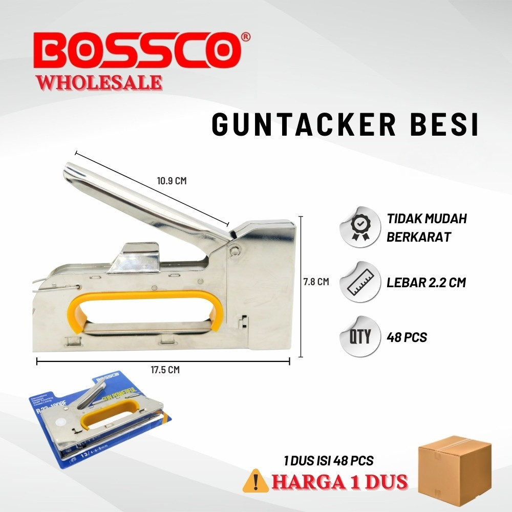 

Grosir!!! 1 Dus isi 48 Pcs Staples Tembak Gun Tacker BOSSCO + Isi atau Refil 13/8 Stapler Staples | Stepler Tembak BOSSCO | Stepler Gun BOSSCO | Stapler Tembak BOSSCO | Stapler Gun BOSSCO