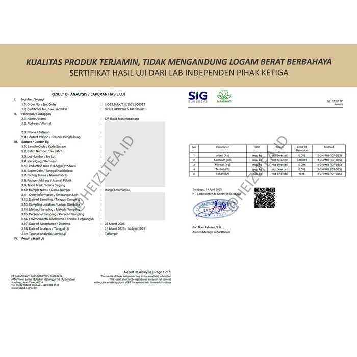 

HEIZL Chamomile Tea Teh Chamomile Camomile Tea Teh Insomnia Teh Bunga Chamomile Flower Tea 40gr - POUCH 20gr