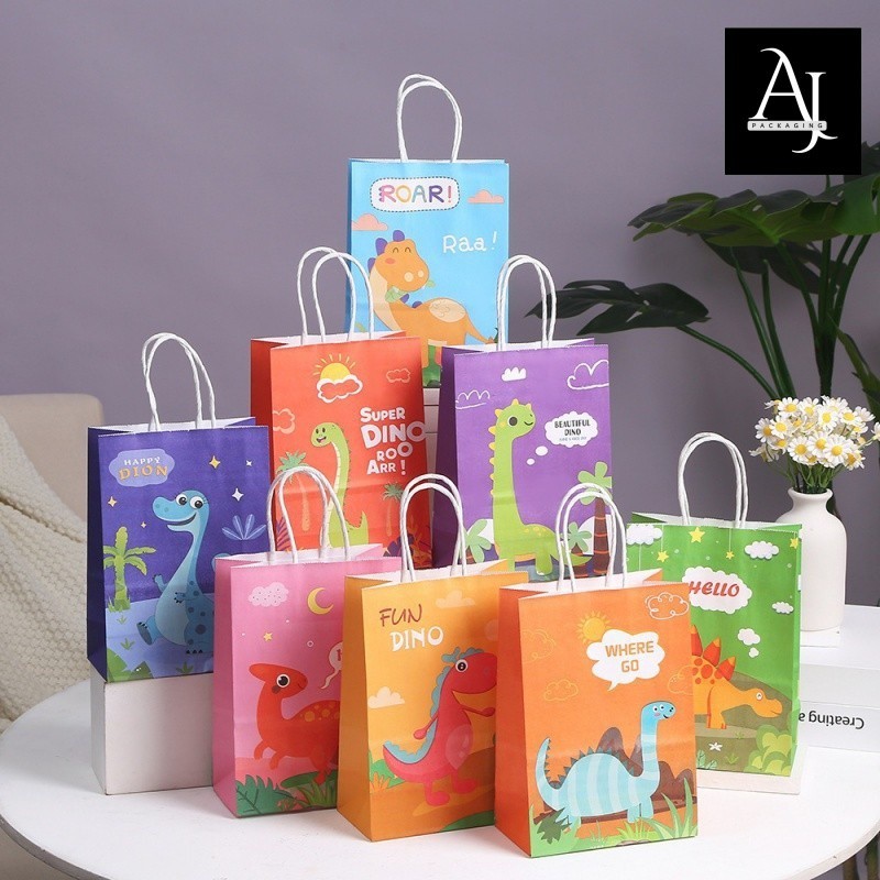 Paperbag murah ultah anak size besar Dino goodiebag tas kado anak