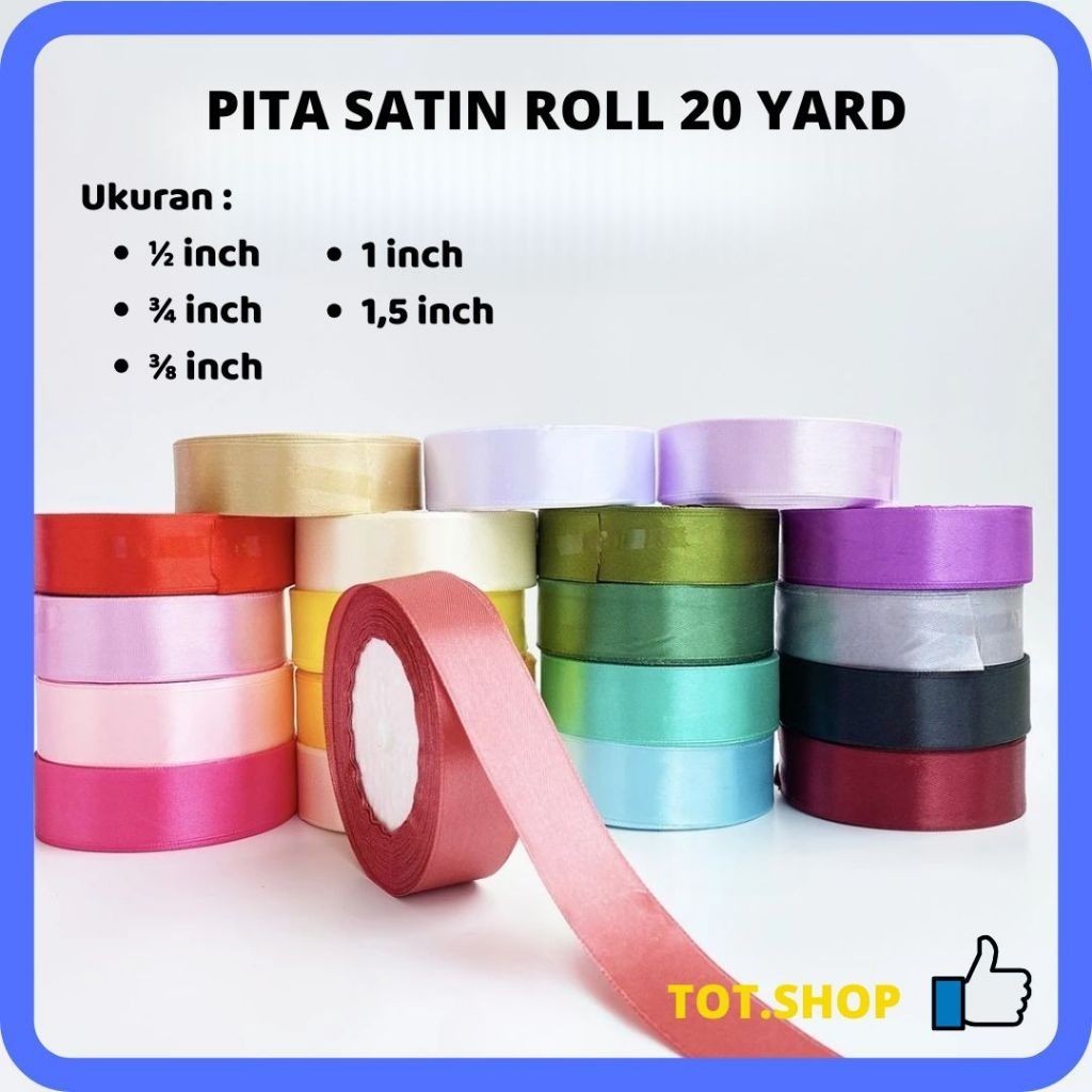 

[Min 2] PITA SATIN Uk. 1 inch Colorful Ribbon Hiasan Packing panjang 20 yard hampers buket kado