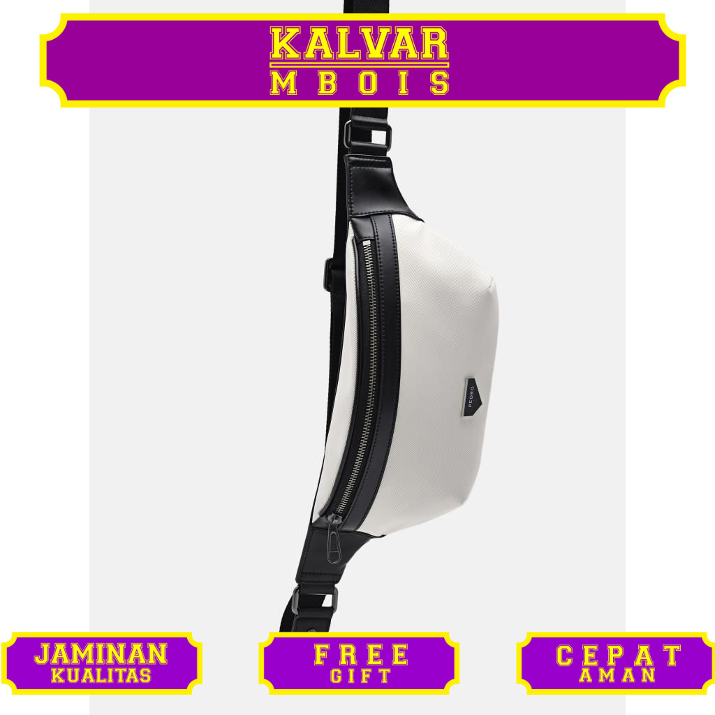 Tas Pria Waistbag Pedro Original Hitam & Putih #20227