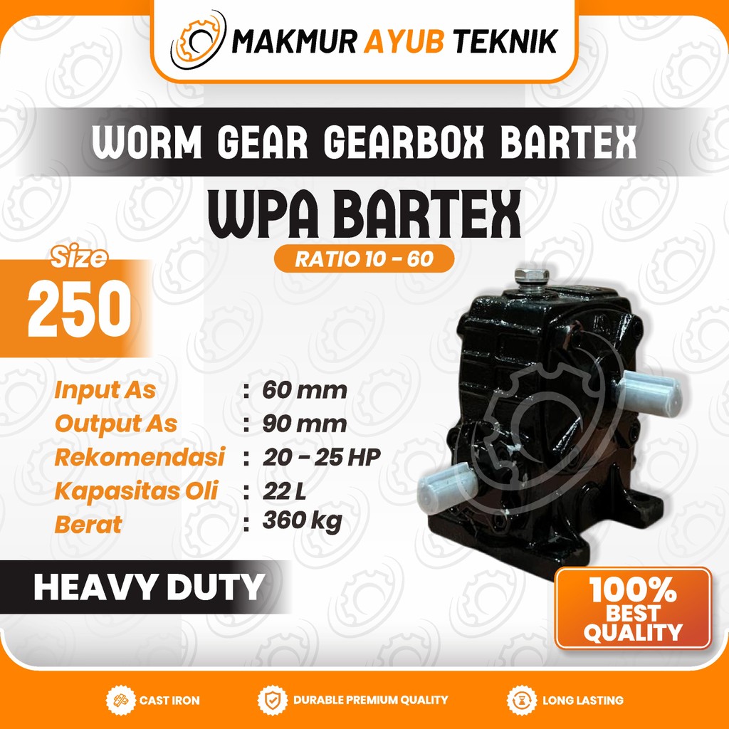 MAT | BARTEX Gearbox WPA Size 250 Ratio 10-60 Worm Gear Speed Reducer Gear Box