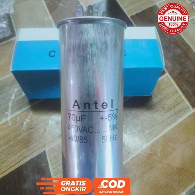 KAPASITOR 70 UF 450 VAC MERK ANTEL CAPASITOR 70UF 450VAC CAPACITOR KULKAS AC