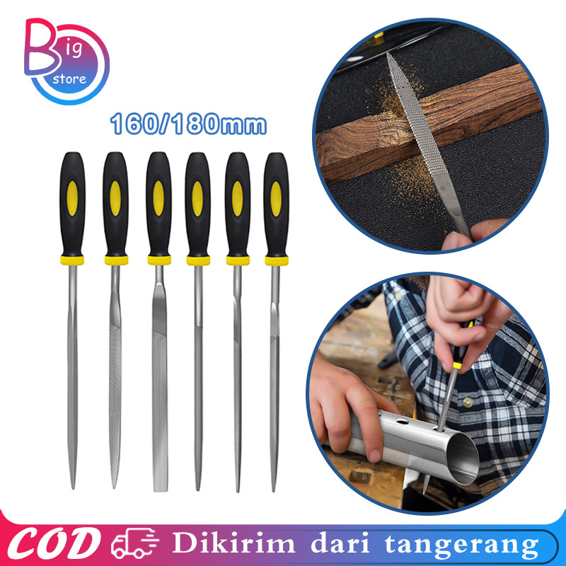 5pcs/Set Kikir Besi Set Kikir Jarum Kikir Besi Gepeng Kikir Besi Bulat 160mm 180mm Untuk Penggilinga
