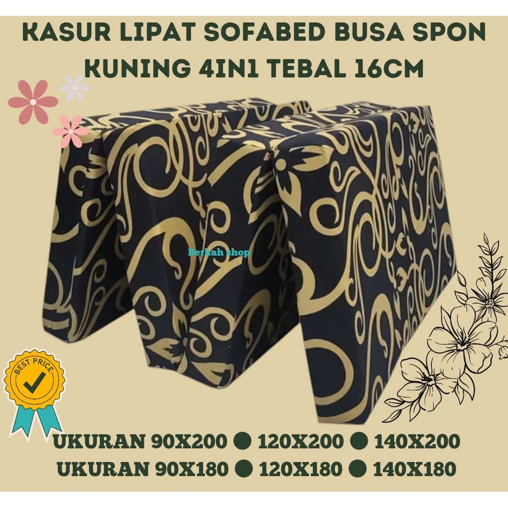 Kasur Lipat Tebal 16CM 4in1 Sofabed Busa Spon Kuning 90x200 120x200 140x200 Super Empuk Kasur Santai