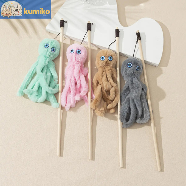 MAINAN TONGKAT KUCING - MAINAN PANCINGAN KUCING BENTUK GURITA - CAT TEASER TOY