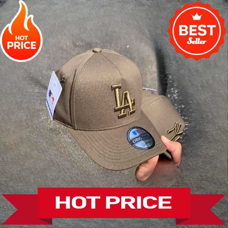 PROMO Topi Basseball NY & LA Logo Bordir Warna Hijau Army (MLB brand)