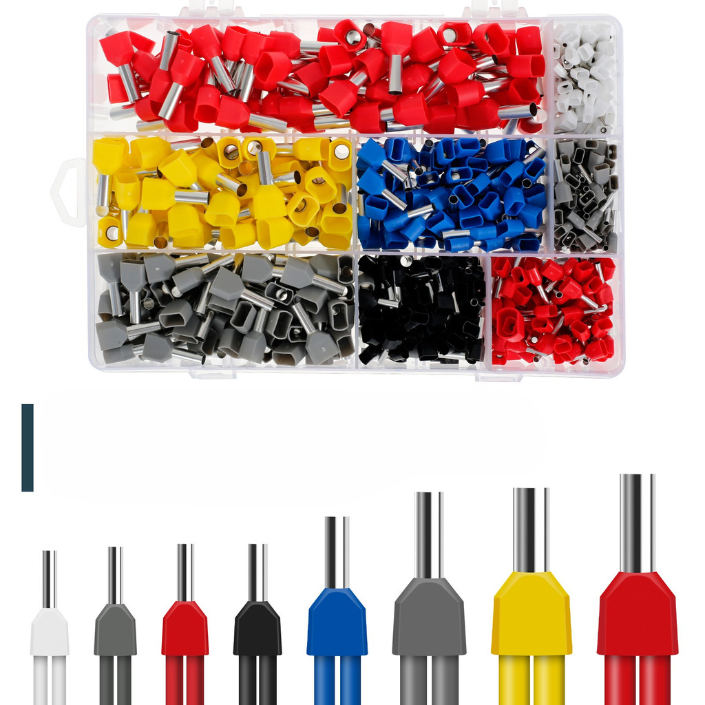 750pcs Twin Wire End Ferrules Set 0.5 - 10 mm² Double Wire End Ferrules Insulated Wire Ferrules Cabl